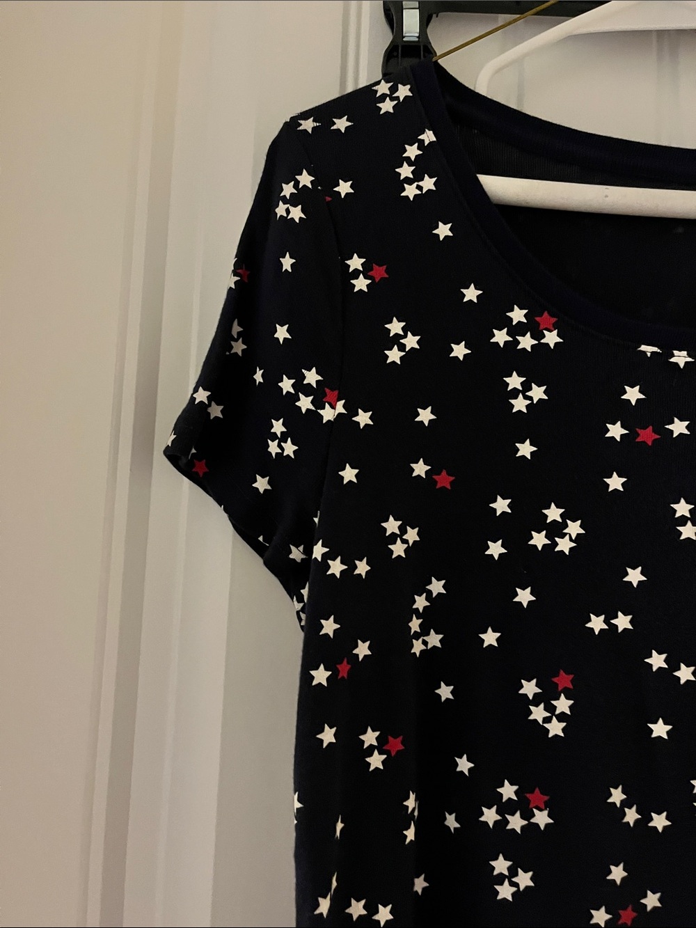 Croft & Barrow Navy Star-Print Short Sleeve Tee with Button Placket - Picture 5 of 6
